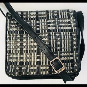 Vintage Ganson Woven Leather Crossbody Bag Purse